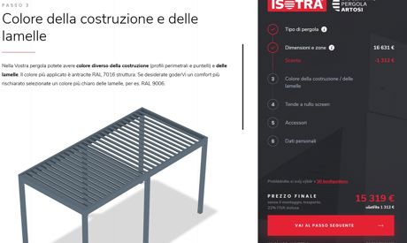 Applicazione mobile ISOTRA pergola