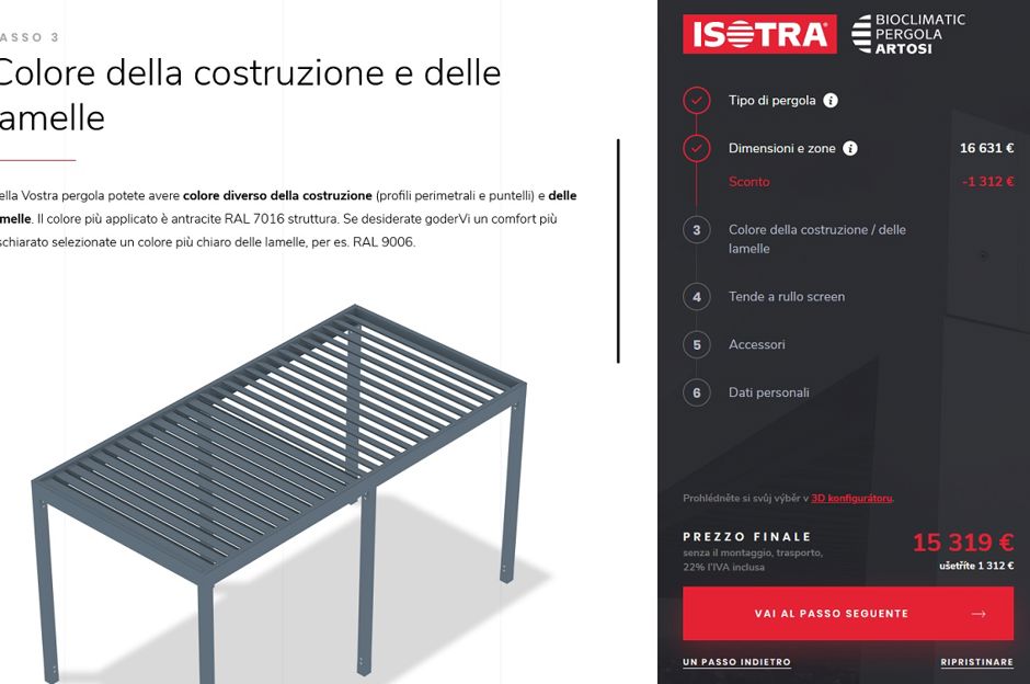 Applicazione mobile ISOTRA pergola